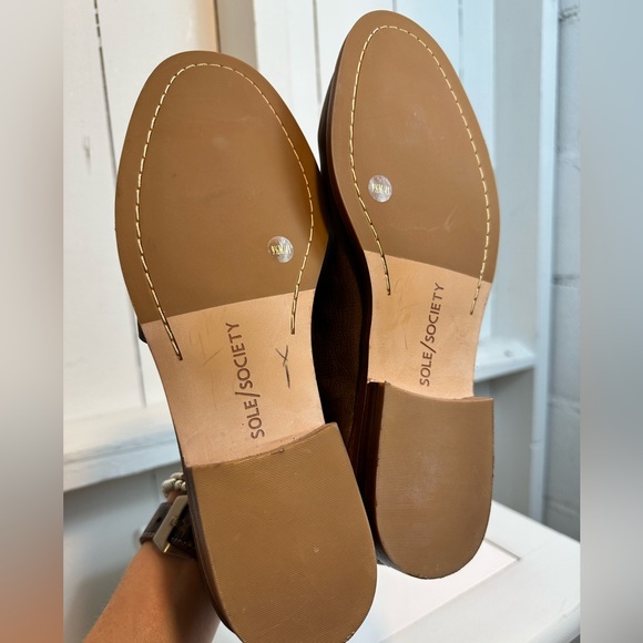 Sole Society Soft Leather Loafers Flats Brown Women’s Size 9.5 Open Sides - Picture 8 of 8